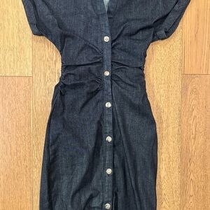 Zara Dark Blue Denim Midi Dress
